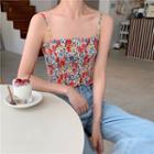 Spaghetti Strap Floral Top As Shown In Figure - One Size