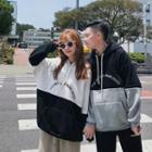 Couple Matching Two Tone Letter Hoodie