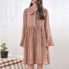 Floral Print Long Sleeve Chiffon Dress Floral - Pink - One Size
