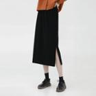 Slit Hem Knit Midi A-line Dress