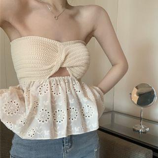 Strapless Cutout Top Almond - One Size