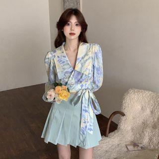 Floral Blouse / Pleated Skirt