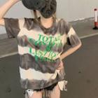 Tie-dye Short-sleeve Lettering T-shirt