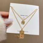 Embossed Pendant Layered Alloy Necklace B003 - Gold - One Size