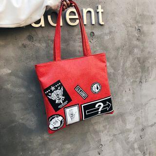 Printed Faux Leather Tote Bag