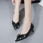 Embellished Pointy Toe Kitten Heels