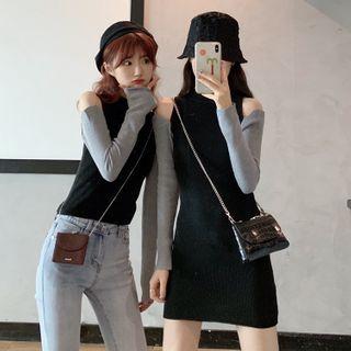 Cold-shoulder Knit Top / A-line Dress