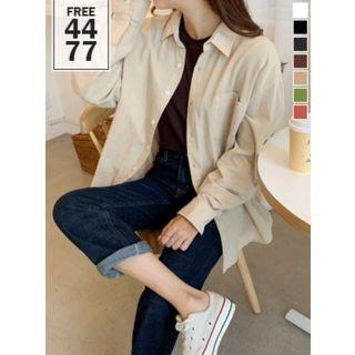 Colored Pocket-front Loose-fit Shirt
