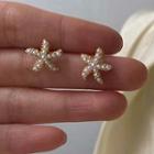 Faux Pearl Starfish Earring 1 Pair - E495 - Earrings - Starfish - One Size