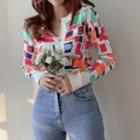 Cardigan / Long-sleeve Printed Knit Top As Shown In Figure - One Size