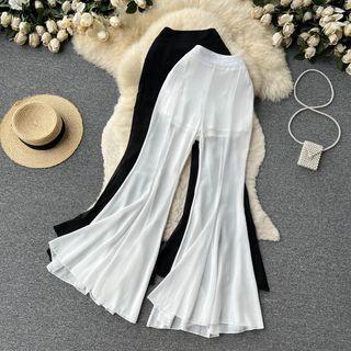 High-waist Chiffon Flare Pants