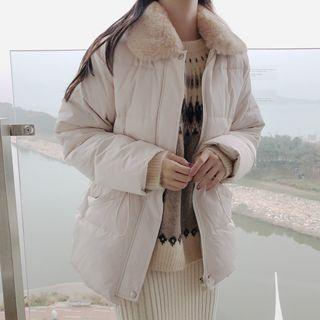 Faux-fur Collar Padded Zip Jacket