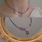 Alloy Pendant Crystal Bead Pendant String Necklace
