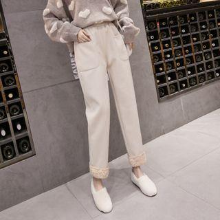High-waist Plain Shearling Pants