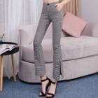 Checked Cropped Boot-cut Pants