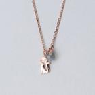 925 Sterling Silver Moonstone Cat Pendant Necklace