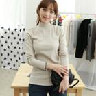 Long Sleeve Mock-neck Textured T-shirt