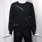 Long-sleeve Zip-accent Knit Top / Faux-leather Pants