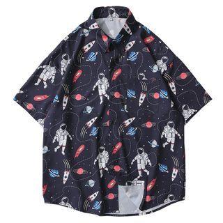 Short-sleeve Space Print Shirt