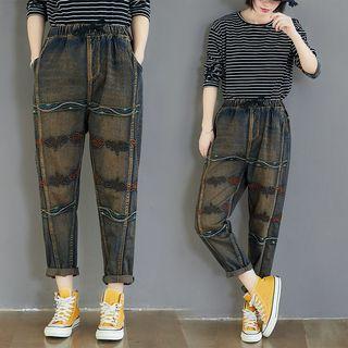 Embroidered Denim Pants