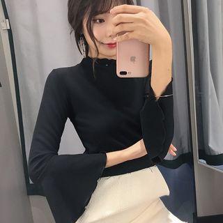 Mock Turtleneck Bell-sleeve Top