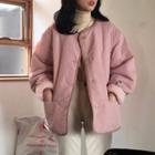 Reversible Fleece Button Jacket Pink - One Size