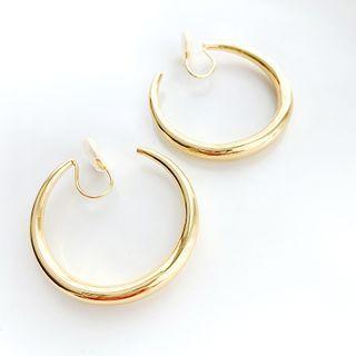 Hook Earring 1 Pair - Clip On Earring - Gold - 4cm