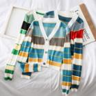 Colorblock Crop Knit Cardigan