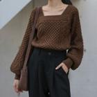 Square-neck Lantern-sleeve Sweater