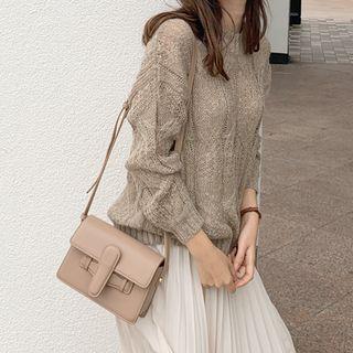 Alpaca Blend Cable-knit Sweater Cocoa - One Size