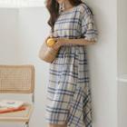 Ruffle-trim Midi Plaid Dress