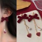 Velvet Bow Heart Fringed Earring