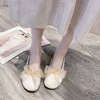 Faux Leather Lace Ribbon Flats