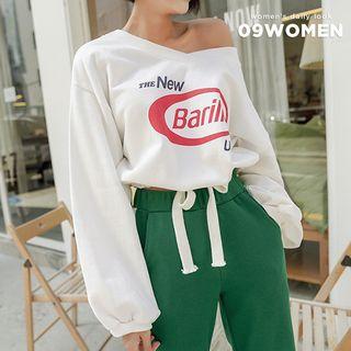V-neck Printed Tie-hem Pullover