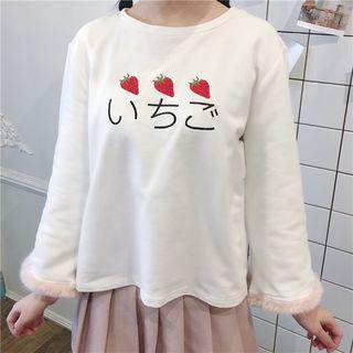 Long-sleeve Strawberry Embroidery Top