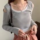Cold-shoulder Layered T-shirt