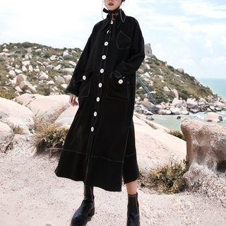 Stitch Long-sleeve Long Shirt Black - One Size