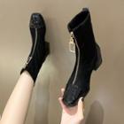Zip-up Chunk-heel Short Boots