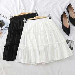 Ruffle-trim A-line Pleated Skirt