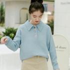Polo-neck Sweater Blue - One Size