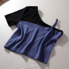 Short-sleeve Cold Shoulder T-shirt T-shirt - Blue - One Size