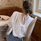 Puff-sleeve Open-back Blouse