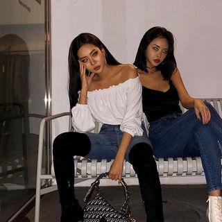 Off-shoulder Smocked-hem Cropped Top