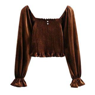 Velvet Square-neck Blouse