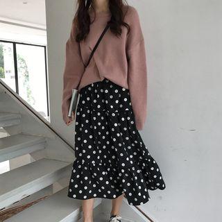 Leopard Print / Polka Dot Midi A-line Skirt