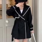 Contrast Trim Trench Coat Black - One Size