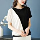 Round-neck Cutout Batwing-sleeve Knit Top