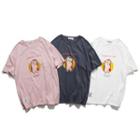 Elbow-sleeve Animal Graphic T-shirt