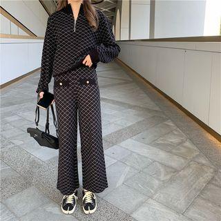 Pattern Sweatshirt / Wide-leg Pants