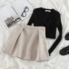 Button-up Knit Top / Mini Skirt